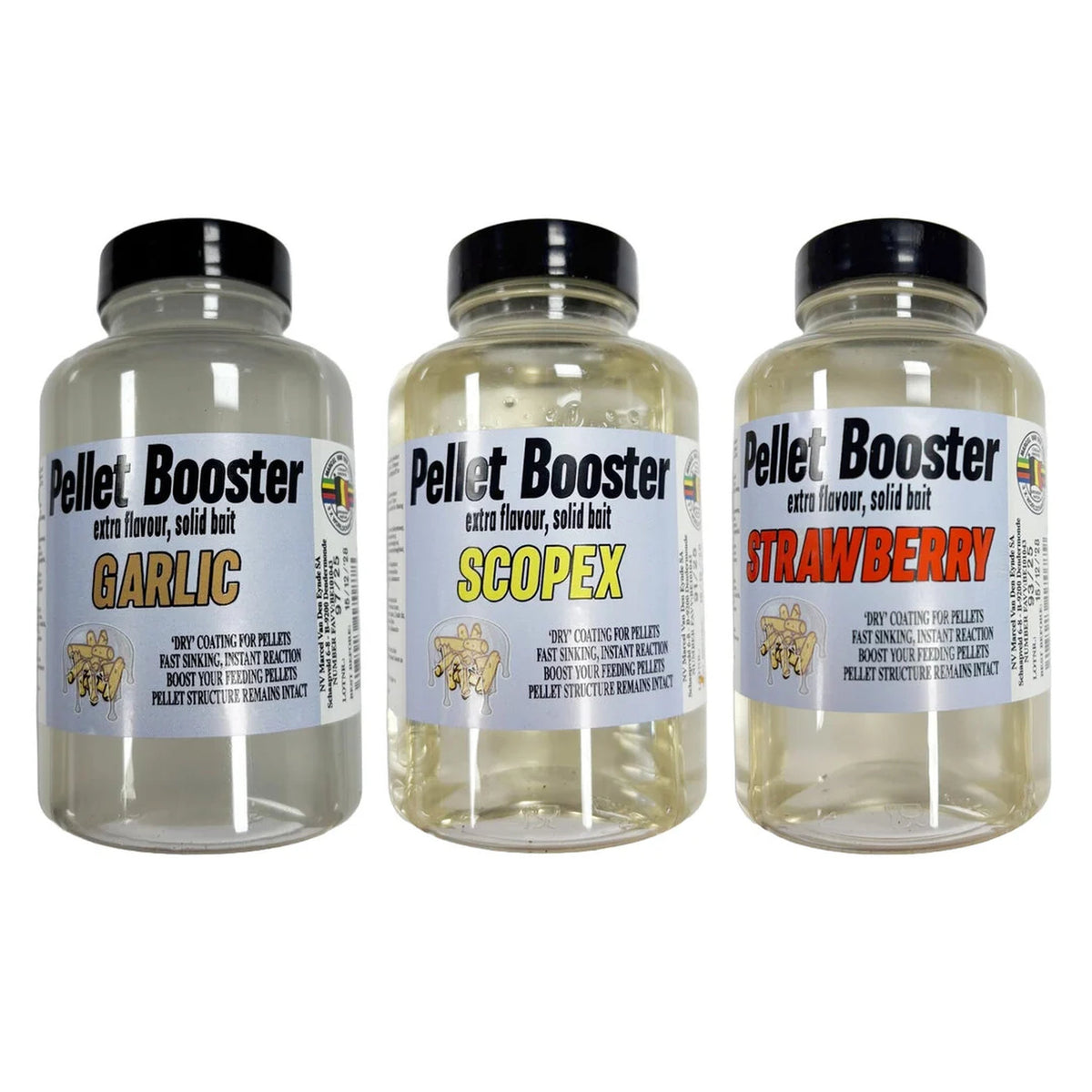 Marcel van den Eynde Pellet Booster – assortiment met vijf aroma’s, 250 ml