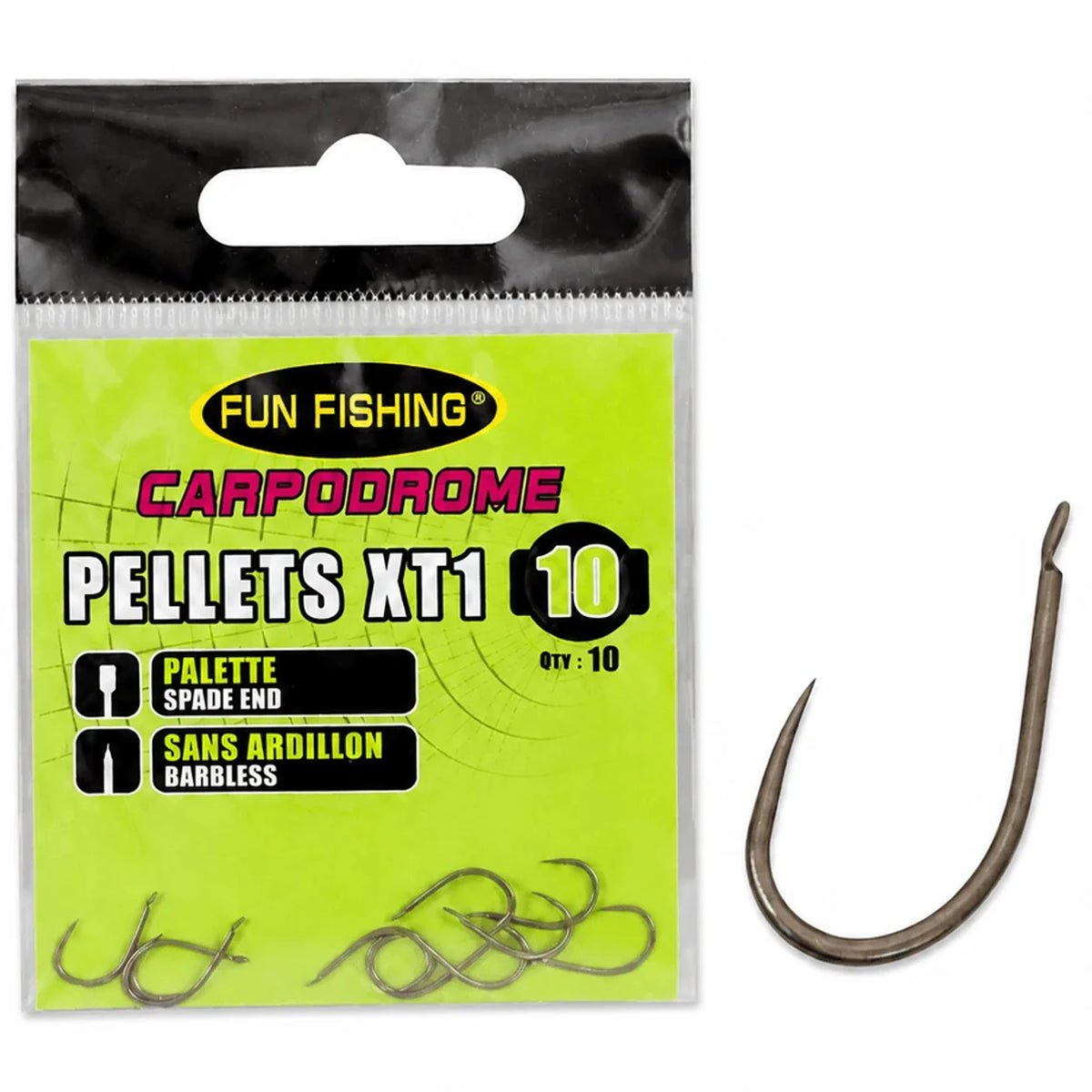 Fun Fishing Pellets XT1 Barbless – haak met bled zonder weerhaak, maat 10