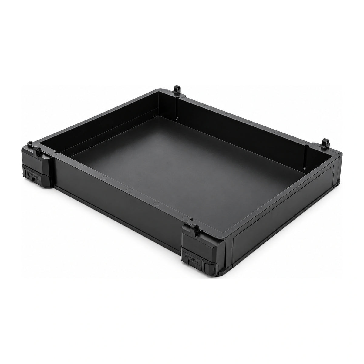 Preston Absolute 5G 51mm Deep Tray Unit – open diepe zitkistlade met hoeksluitingen, schuin van boven gezien