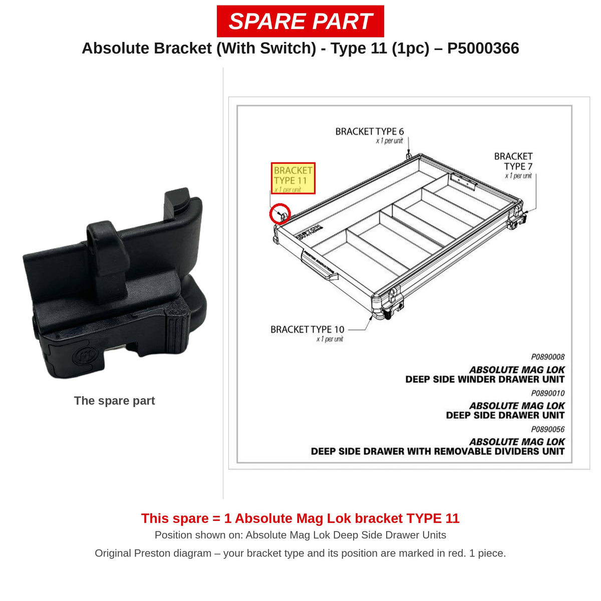 Preston Absolute beugel met schakelaar – type 11 – P5000366