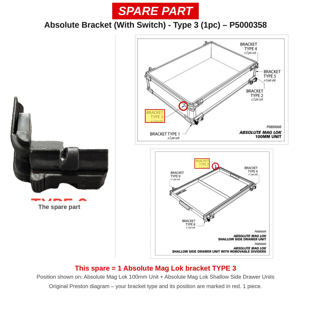 Preston Absolute beugel met schakelaar – type 3 – P5000358