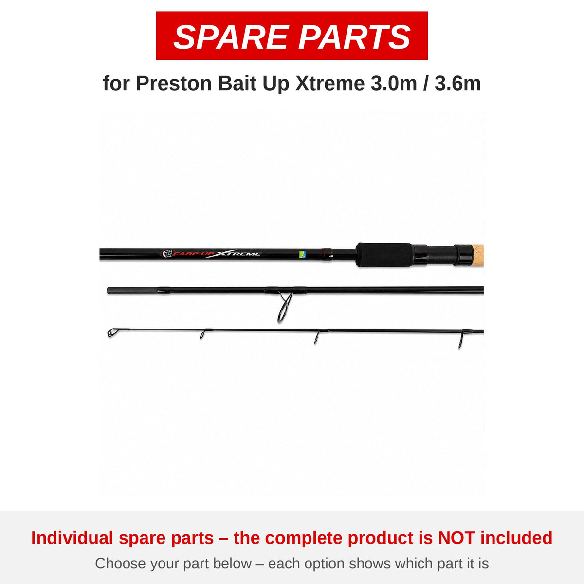 Preston Bait Up Xtreme 3.0m / 3.6m – onderdelen (P0070069)