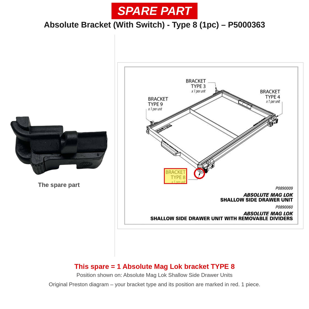 Preston Beugel met schakelaar type 8 voor Absolute Mag Lok – P5000363