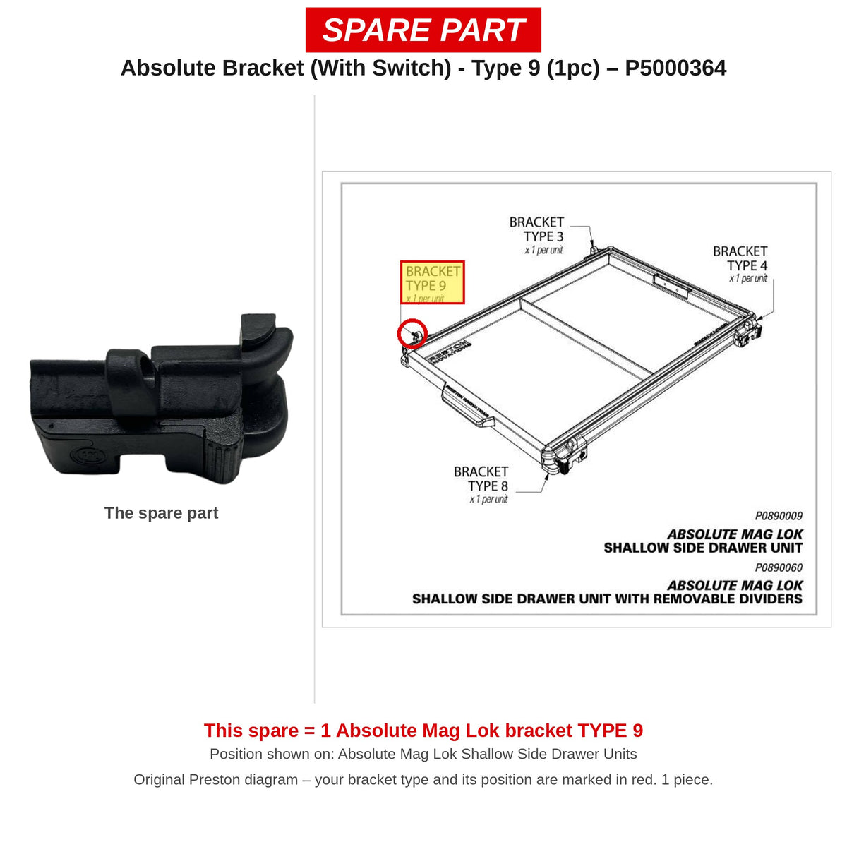 Preston Beugel met schakelaar type 9 voor Absolute Mag Lok – P5000364