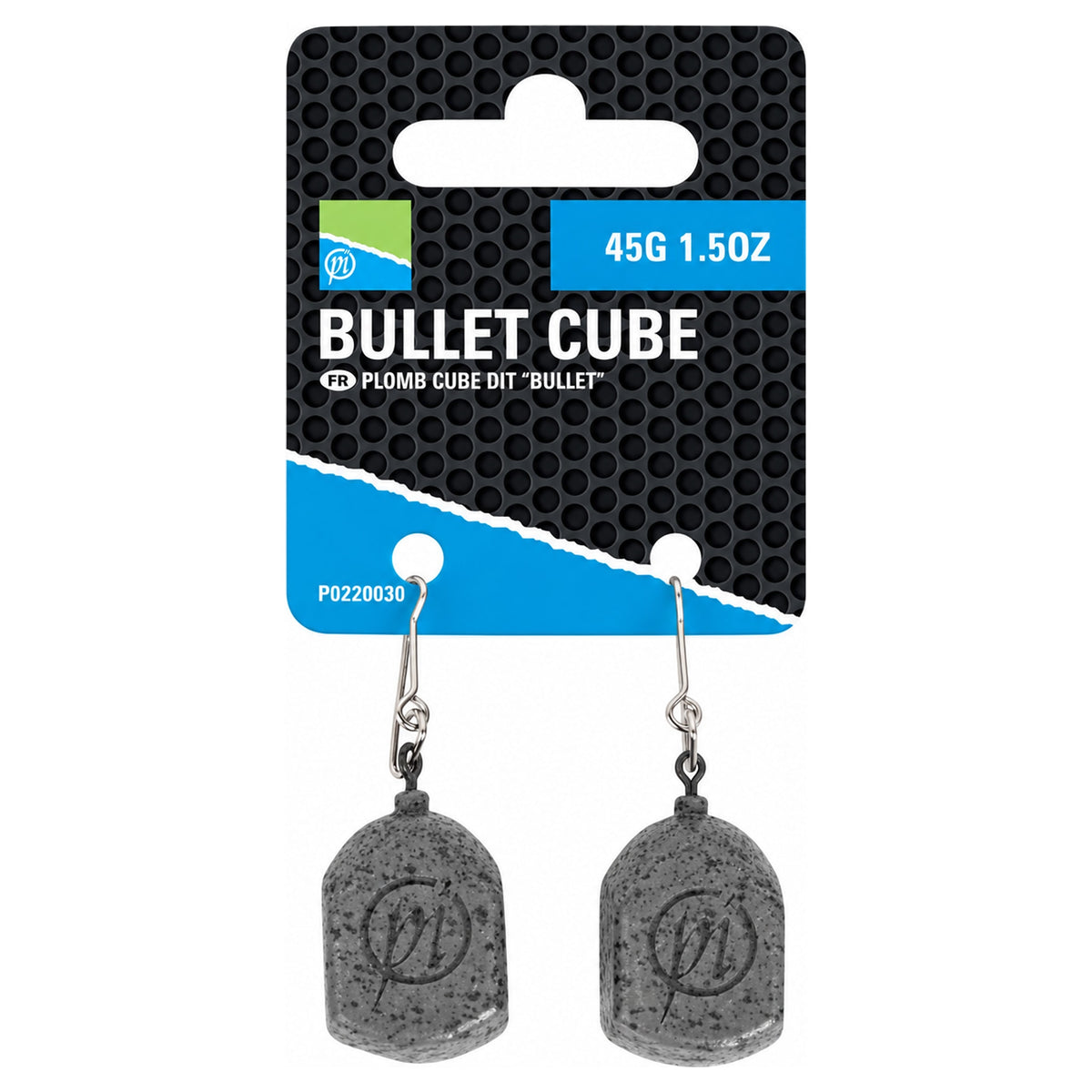 Preston Bullet Cube verpakking met twee grijze loodjes en opdruk 45 g