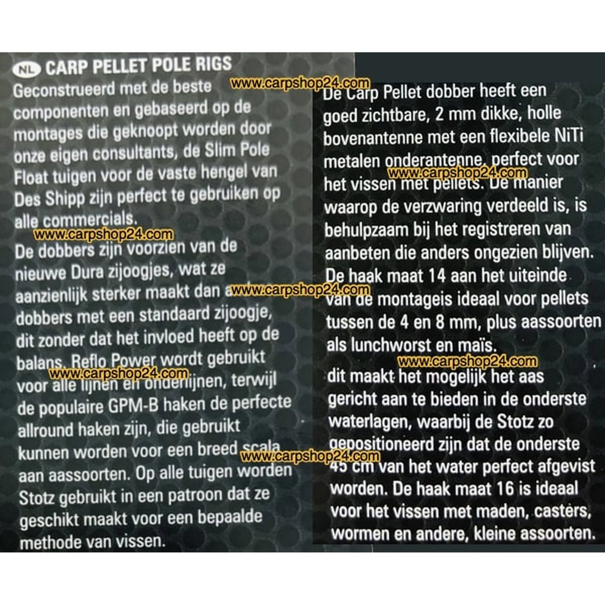 Informatie over Preston Carp Pellet Pole Rigs
