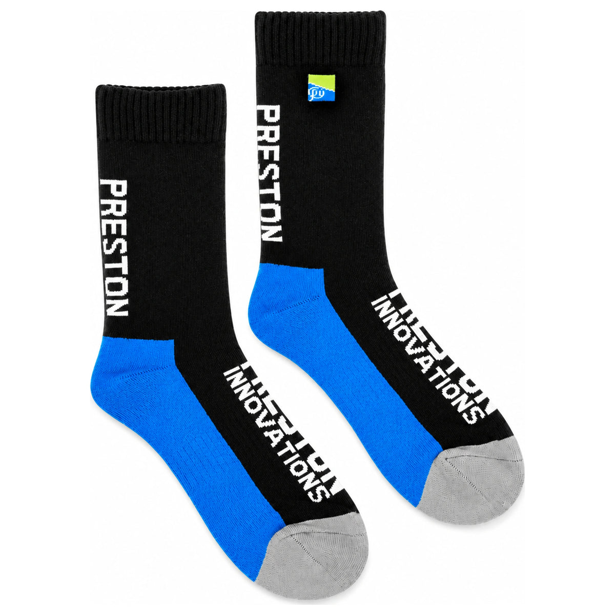 Preston sokken in zwart, blauw en grijs met witte merkopdruk
