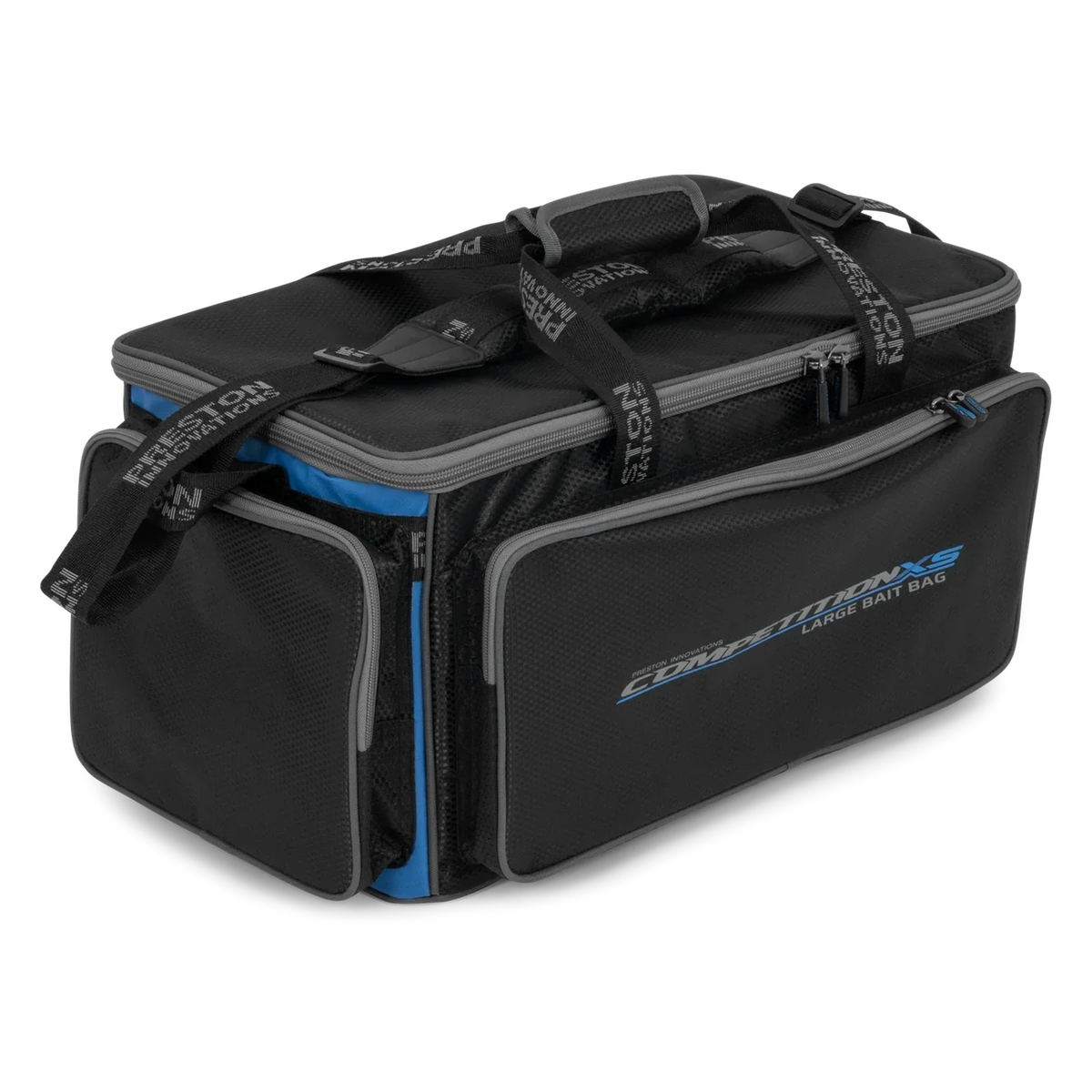 Preston Competition XS Large Bait Bag gesloten met handgrepen en schouderband