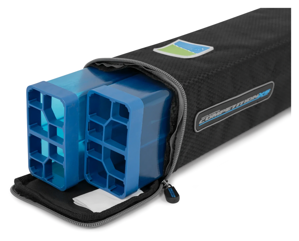 Preston Competition XS Top Kit Case Long 8 geopend met interne kokers