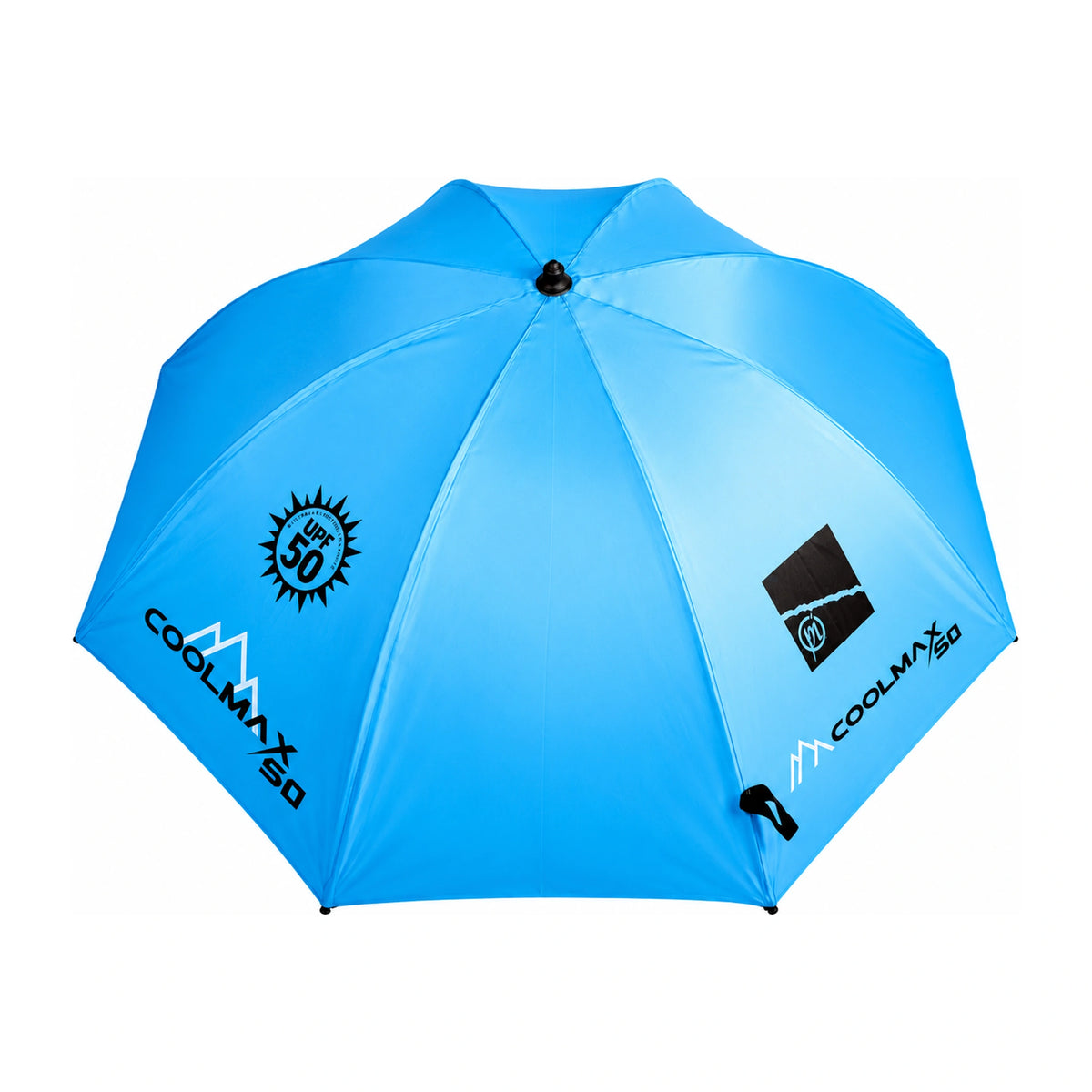 Preston Coolmax 50 Brolly – blauwe kap met UPF 50-markering en Preston-logo