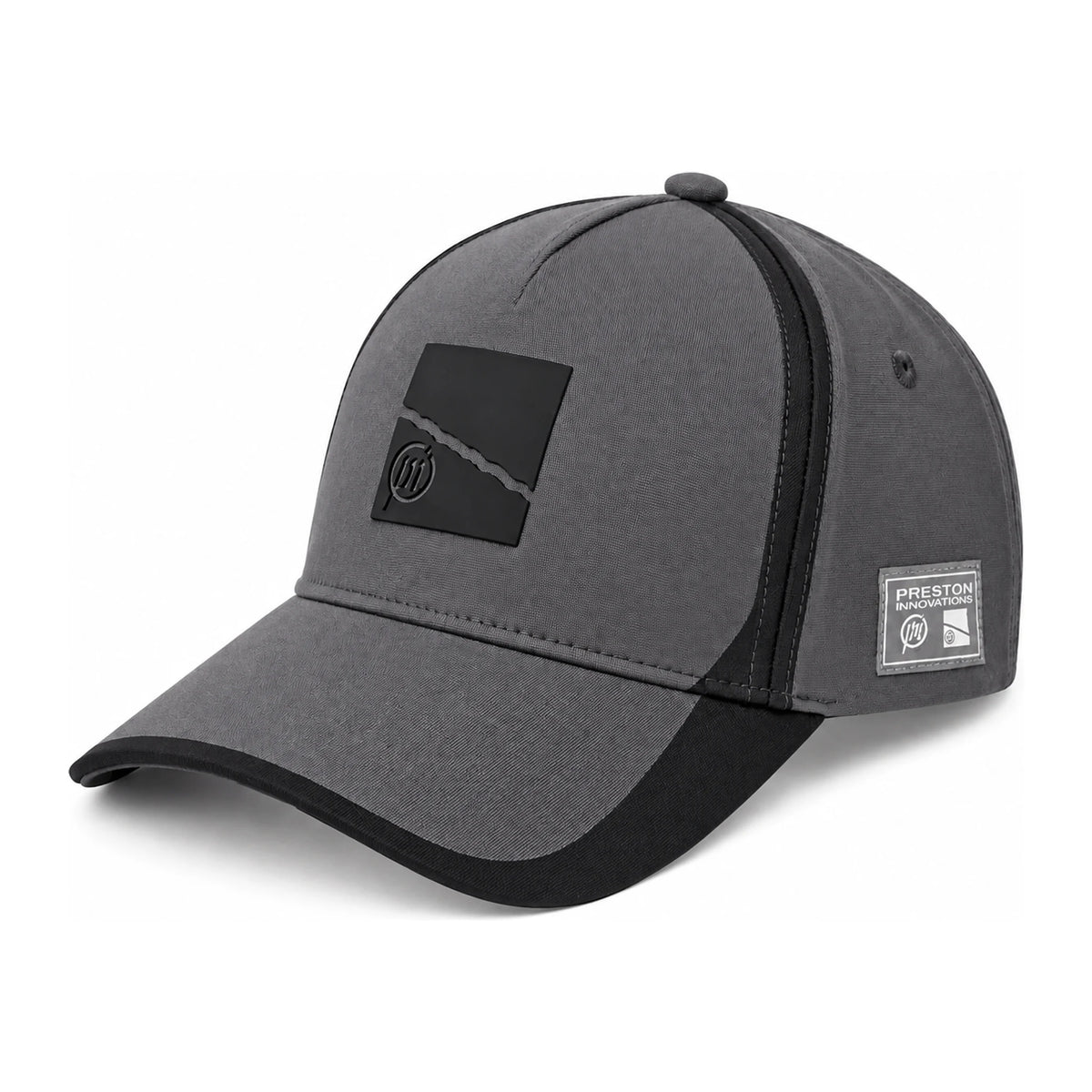 Preston Core Collection Cap P0200735: grijze pet met zwarte kleprand, frontlogo en zijlabel