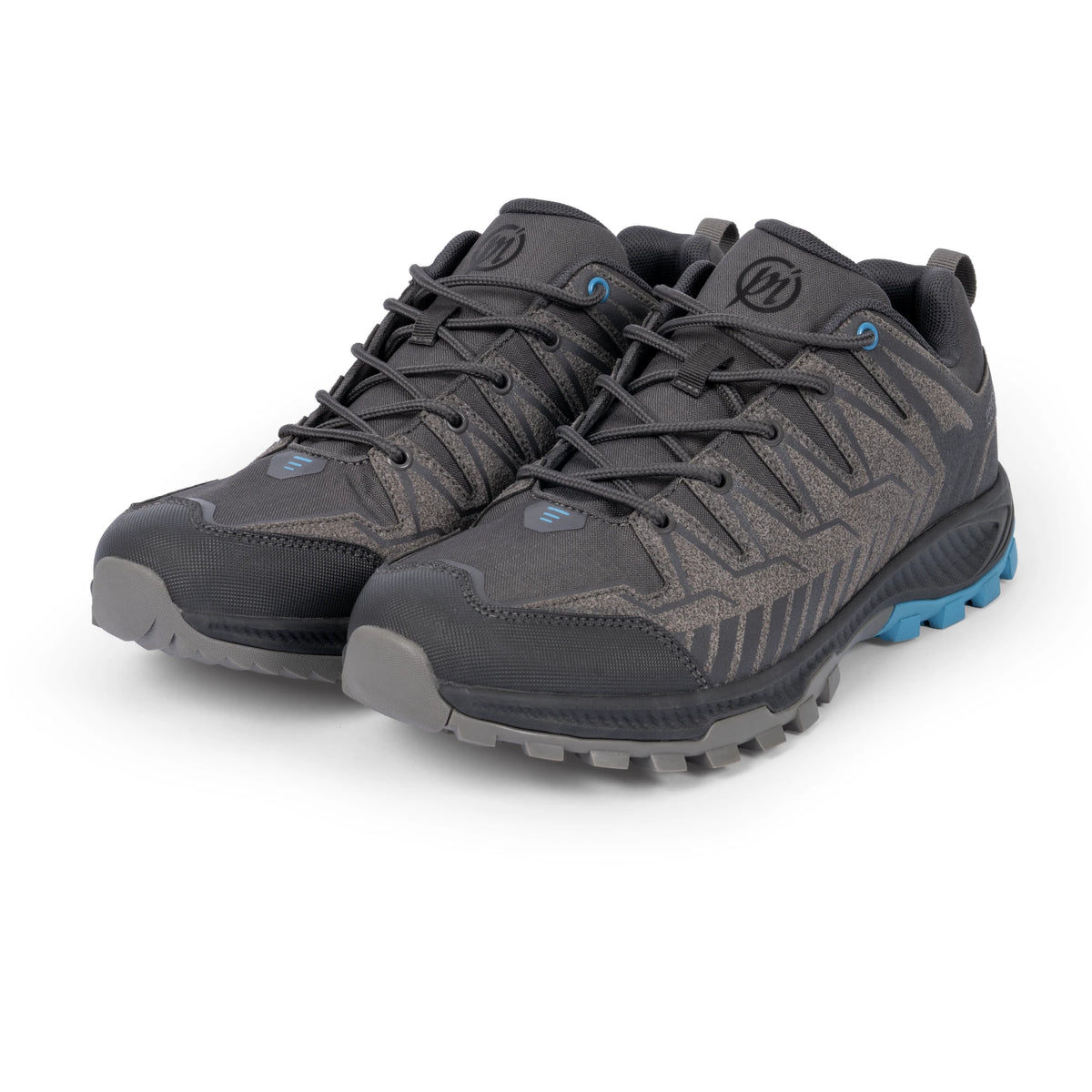 Preston DriFish All Terrain Trainers – paar lage outdoorschoenen in grijs met blauwe zooldetails