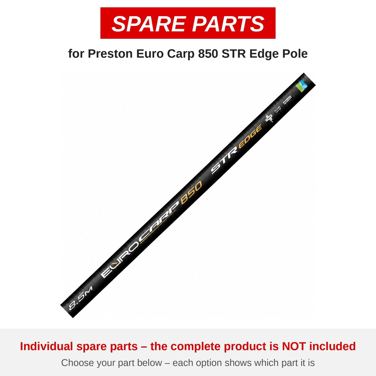 Preston Euro Carp 850 STR Edge Pole – onderdelen (P0240081)