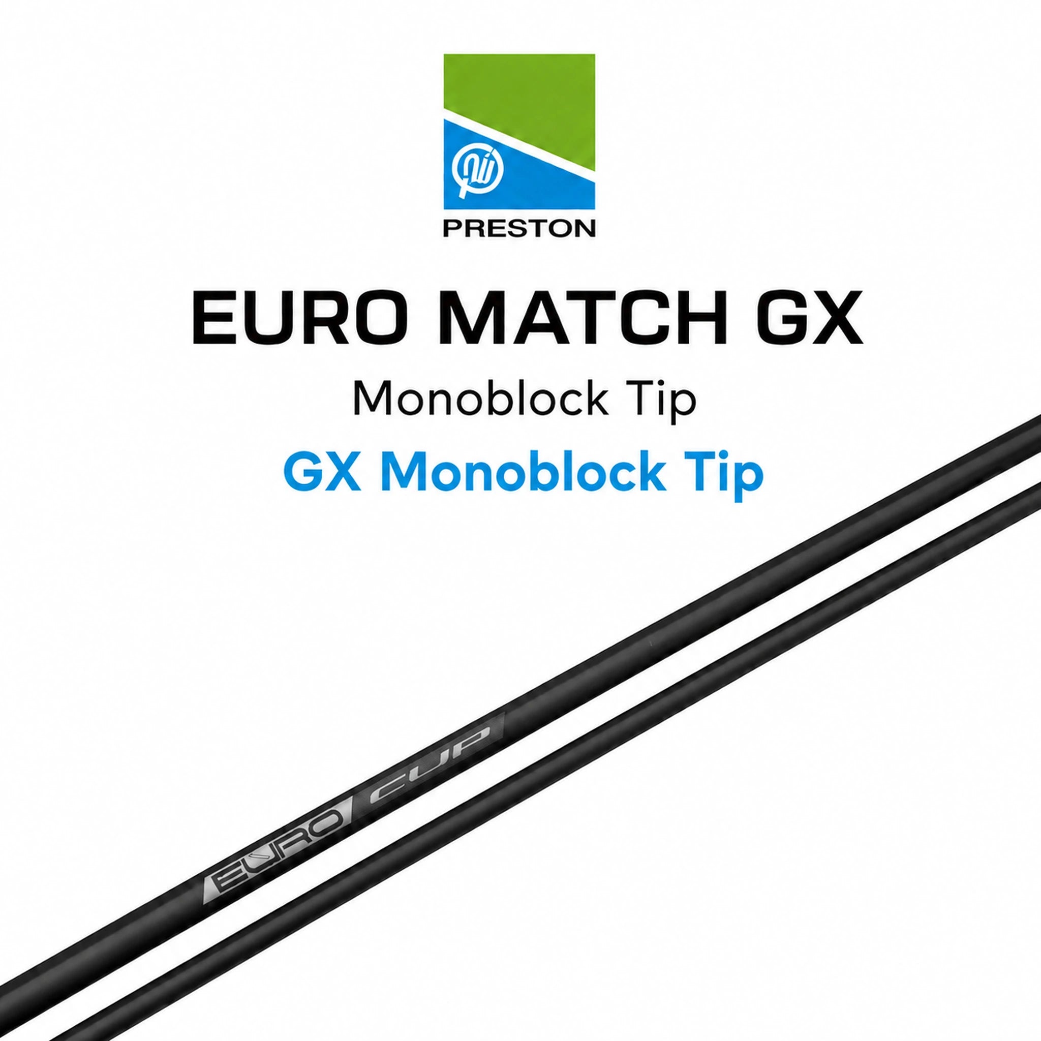 Preston Euro Match GX Monoblock Tip – variantcover met gecentreerd logo op witte achtergrond