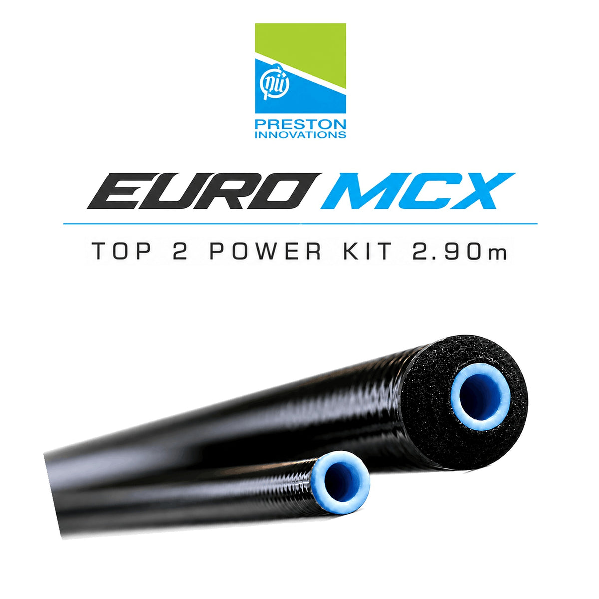 Preston Euro MCX Top 2 Power Kit 2.90m – variantcover met originele carbon delen en blauwe bussen
