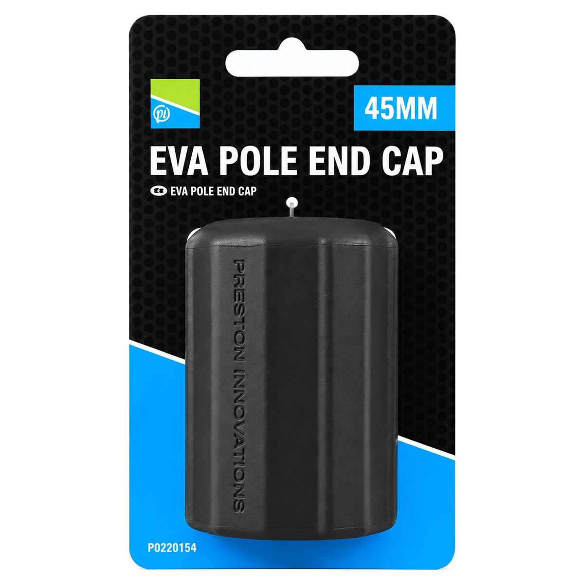 Preston EVA Pole End Cap 45 mm – zwarte beschermdop in verpakking