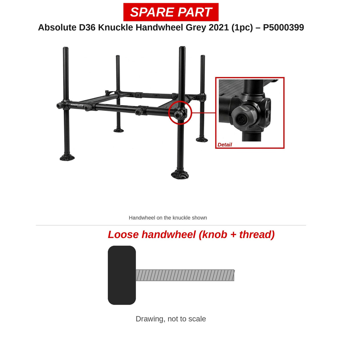 Preston Grijs handwieltje pootklem voor Absolute Platform – P5000399
