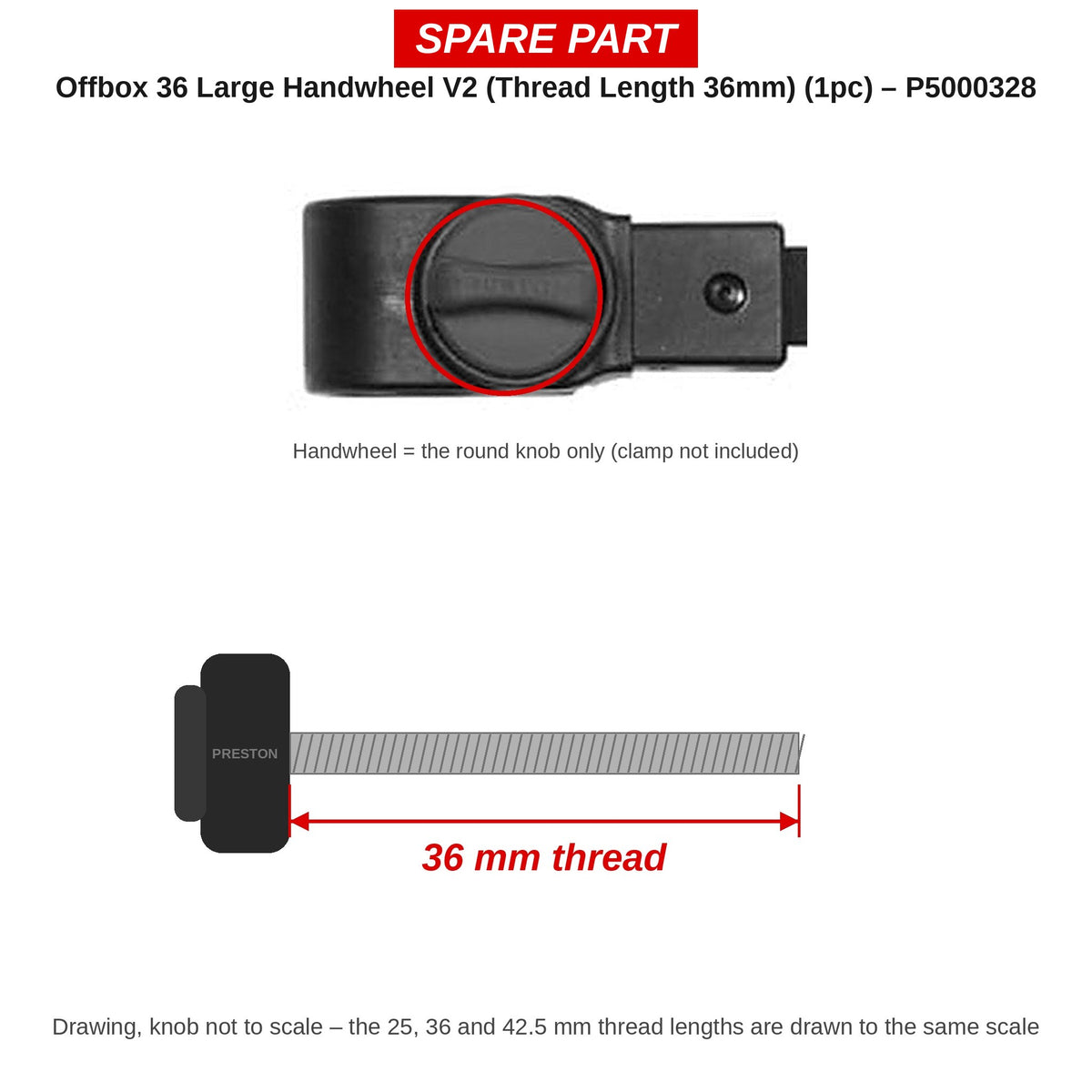 Preston Groot handwieltje 36 mm voor Offbox 36-accessoires – P5000328