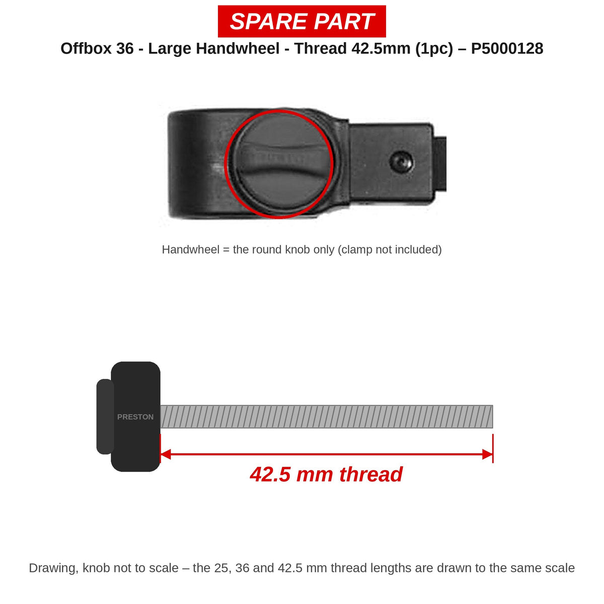 Preston Groot handwieltje 42,5 mm voor Offbox 36-accessoires – P5000128