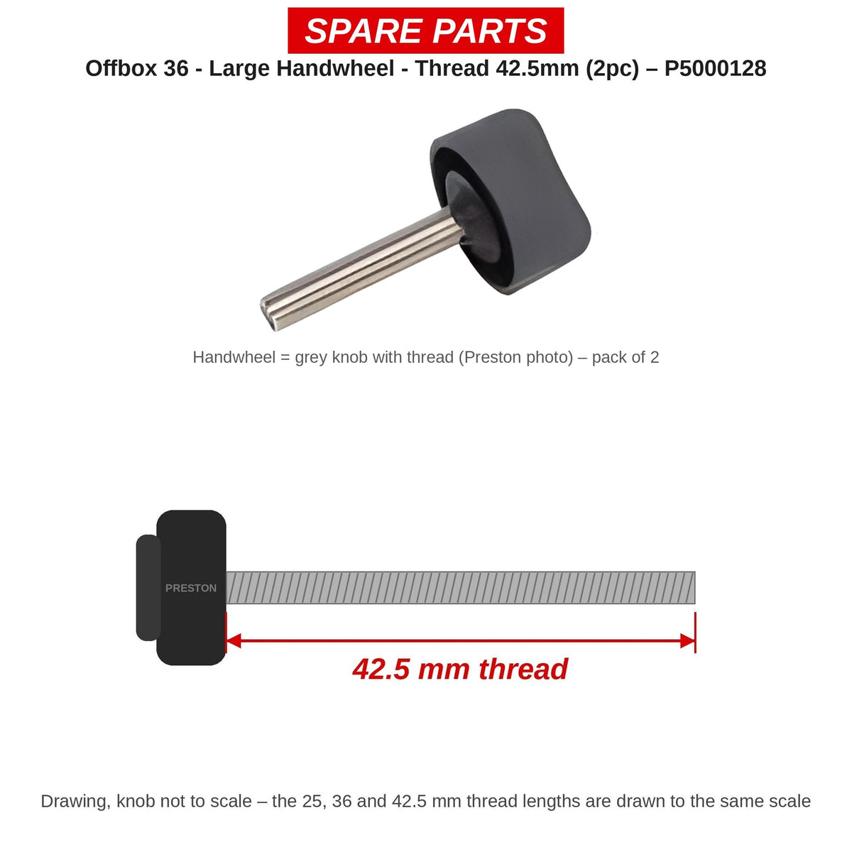 Preston Groot handwieltje 42,5 mm voor Offbox 36-accessoires (2 stuks) – P5000128