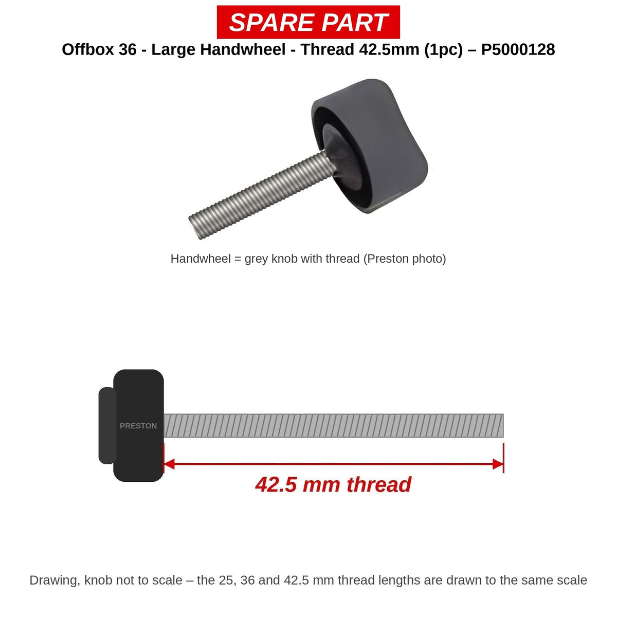 Preston Groot handwieltje 42,5 mm voor Offbox 36-accessoires (1 stuk) – P5000128