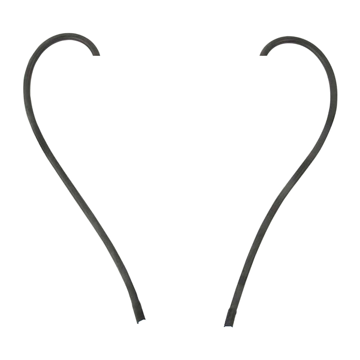De twee zichtbare zwarte elastiekdelen van de Preston Groundbait Catapult, vrijstaand zonder frame of pouch