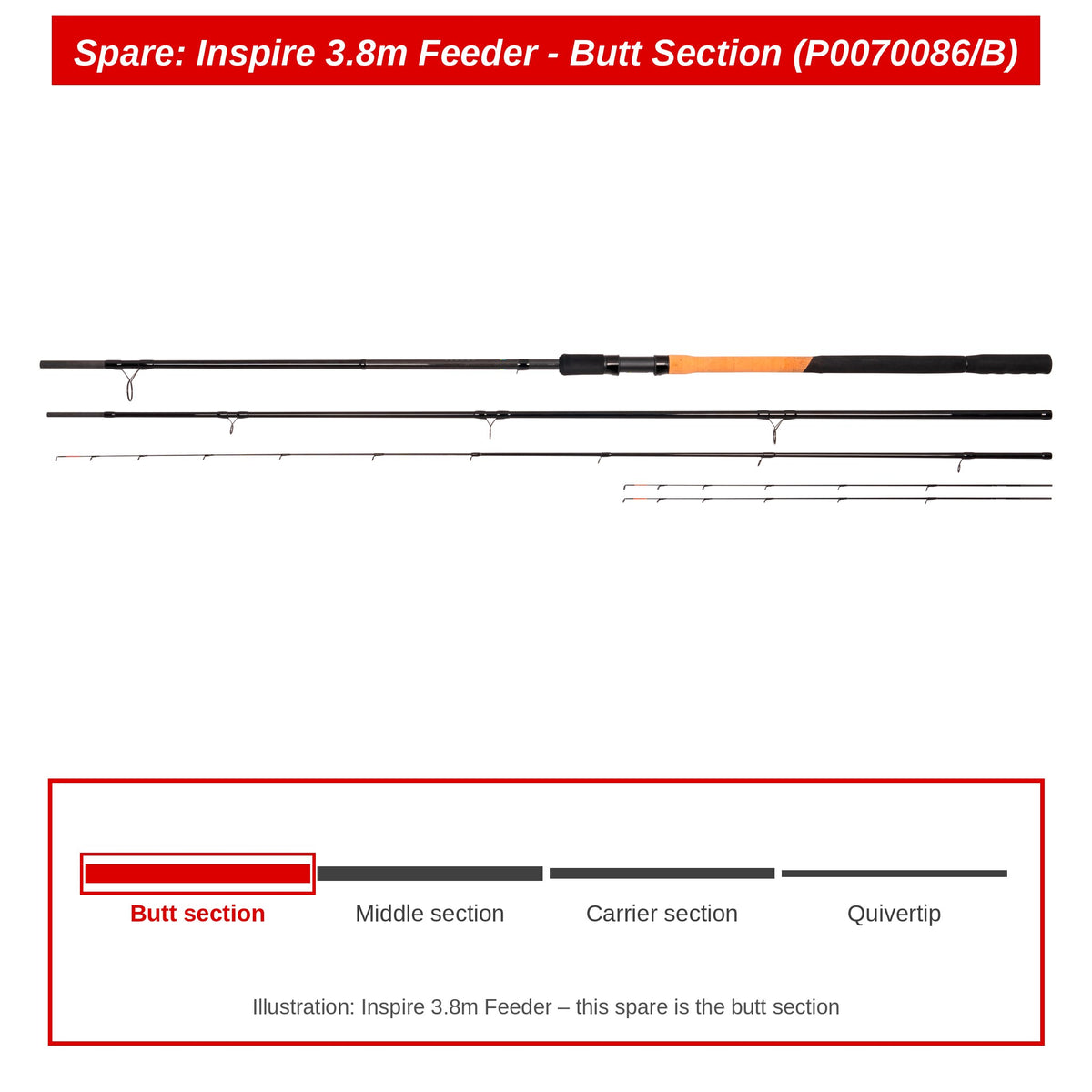 Preston Handdeel voor Inspire 3.8m feederhengel – P0070086/B