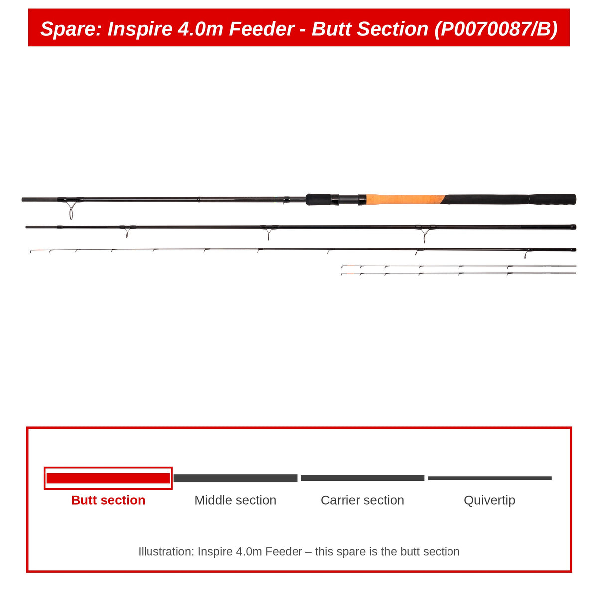 Preston Handdeel voor Inspire 4.0m feederhengel – P0070087/B