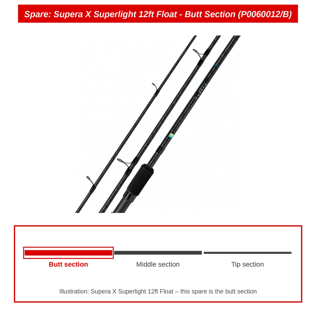 Preston Handdeel voor Supera X Superlight 12ft Waggler hengel – P0060012/B