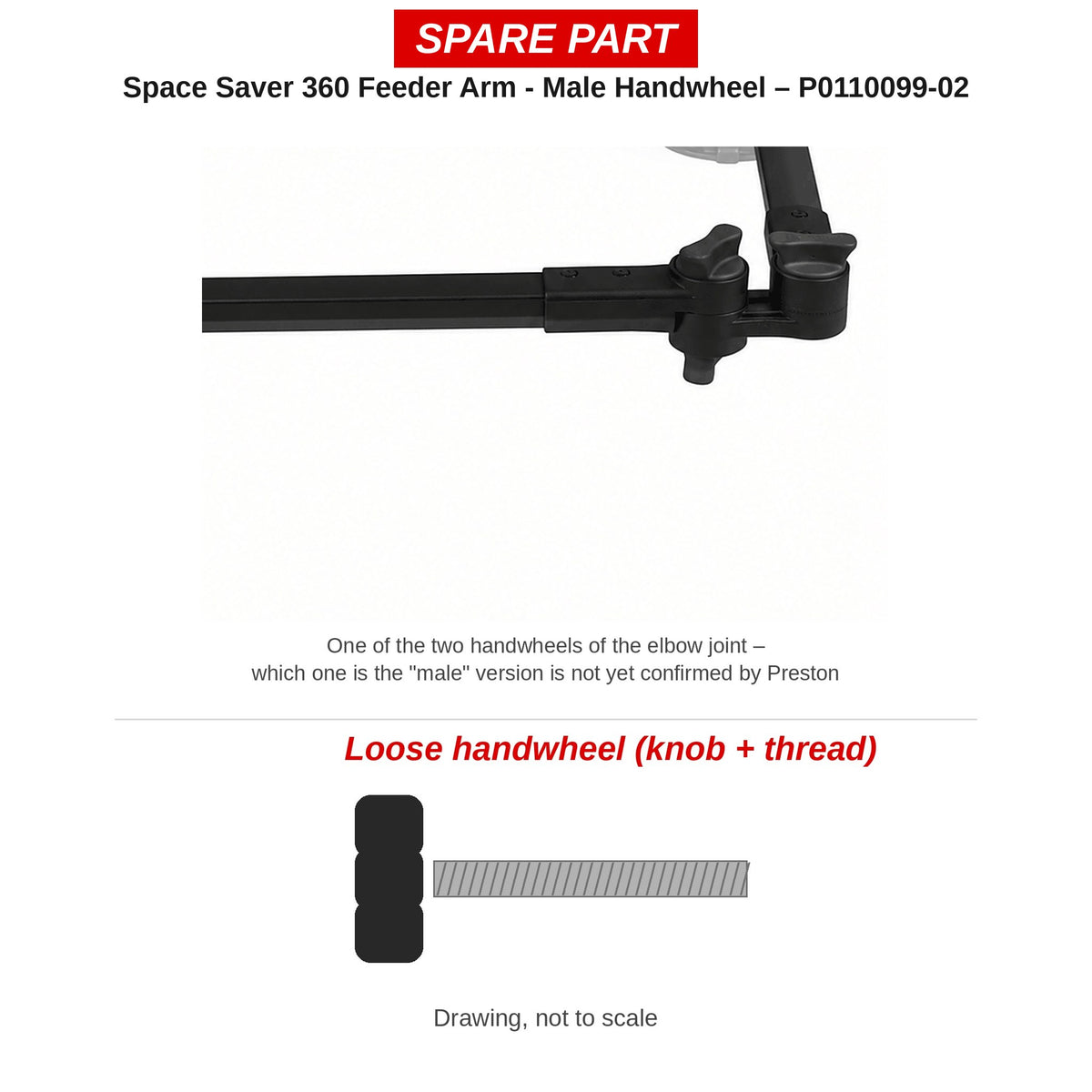 Preston Handwieltje (male) voor Space Saver 360 feederarm – P0110099-02