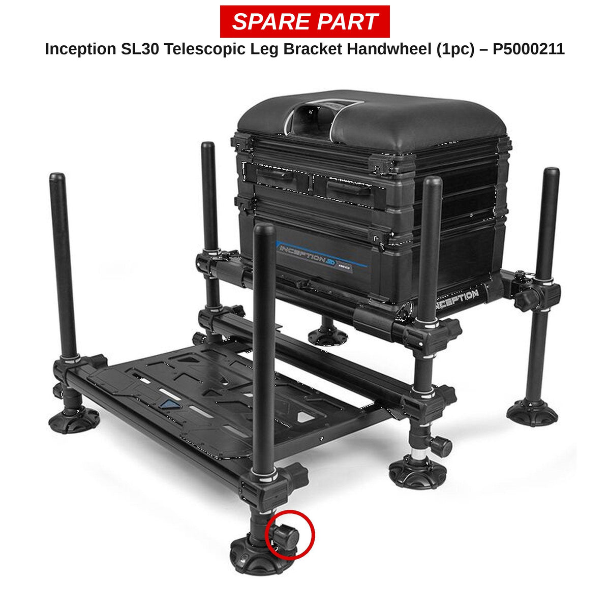 Preston Handwieltje telescooppootbeugel voor Inception SL30 zitkist – P5000211