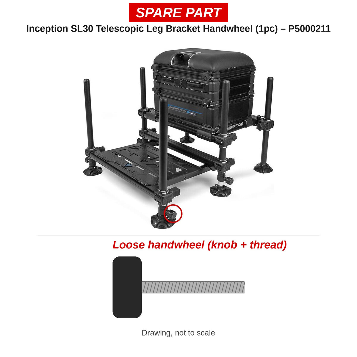 Preston Handwieltje telescooppootbeugel voor Inception SL30 zitkist – P5000211
