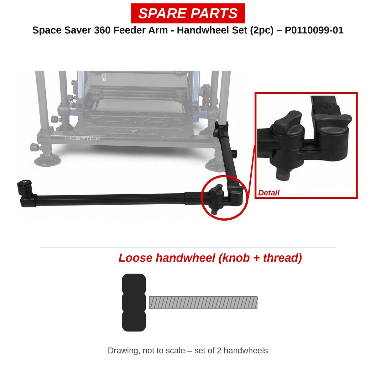 Preston Handwieltjesset voor Space Saver 360 feederarm – P0110099-01