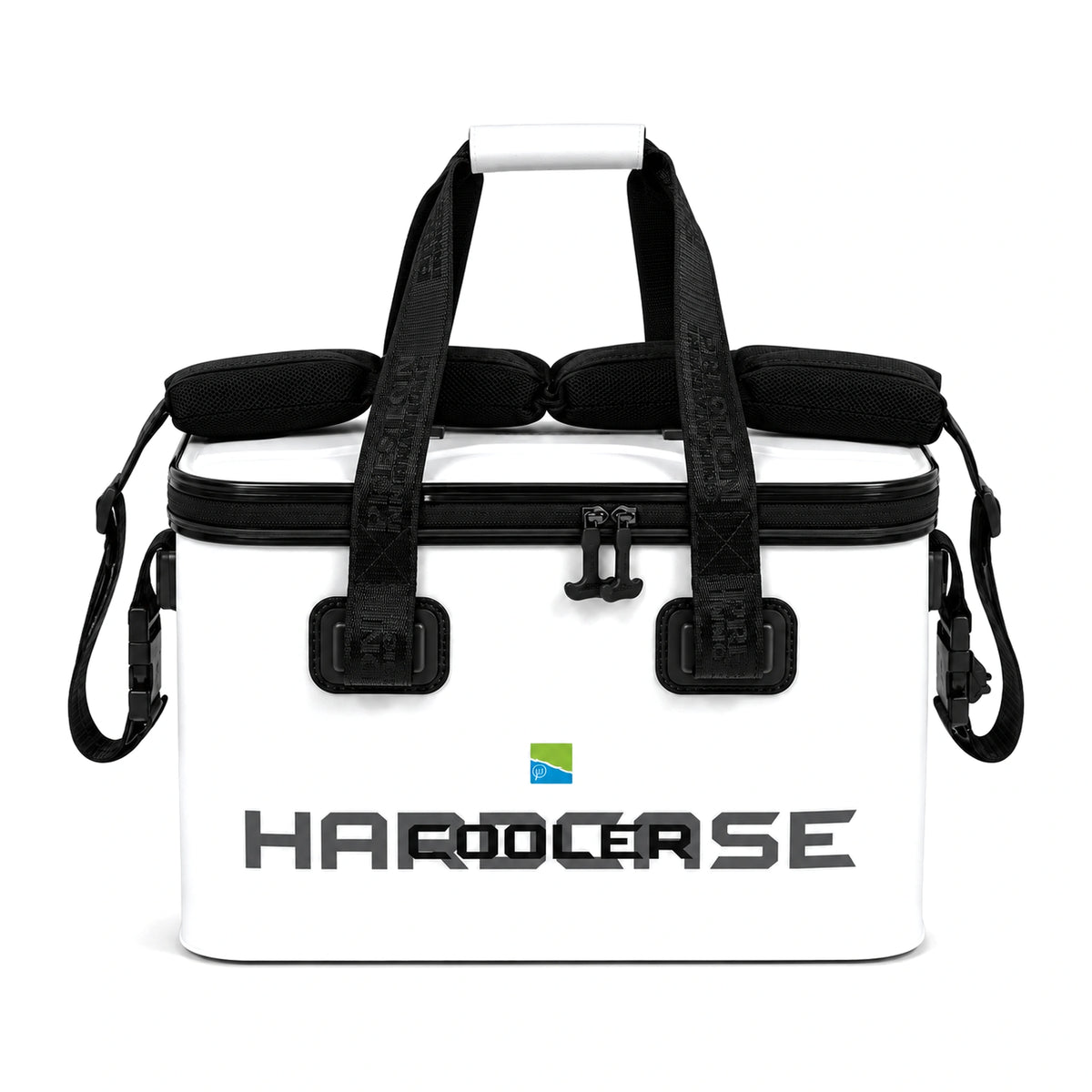 Preston Hardcase Cooler – witte koeltas met zwarte draagriemen en ritssluiting