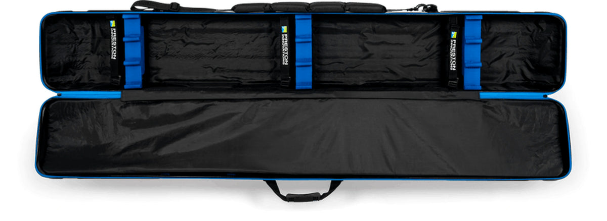 Preston Hardcase Rod Safe XL – volledig geopende hardcase met blauwe schuimsteunen