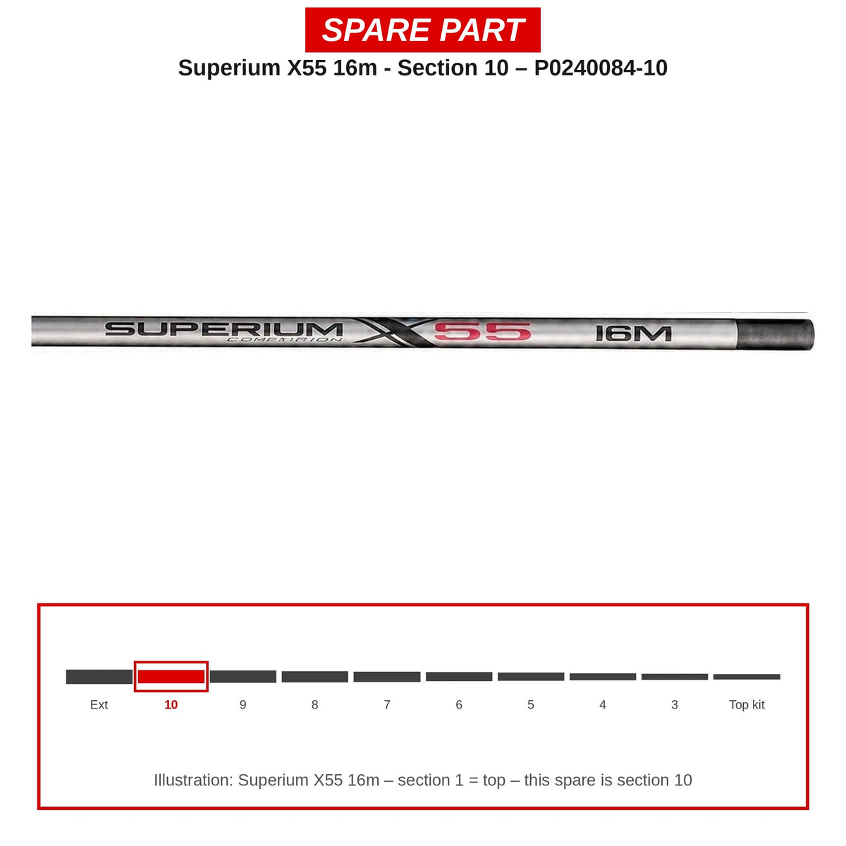 Preston Hengeldeel 10 voor Superium X55 16m vaste hengel – P0240084-10