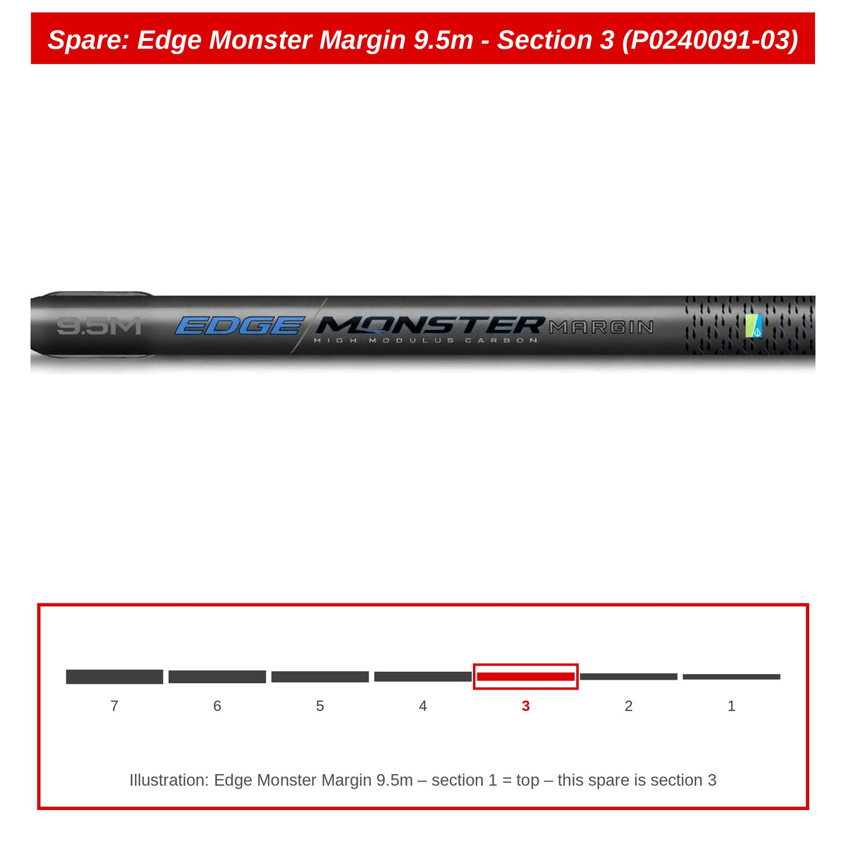 Preston Hengeldeel 3 voor Edge Monster Margin 9.5m vaste hengel – P0240091-03