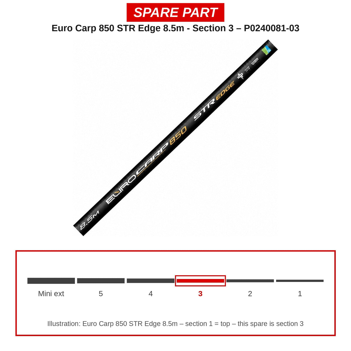 Preston Hengeldeel 3 voor Euro Carp 850 STR Edge vaste hengel – P0240081-03
