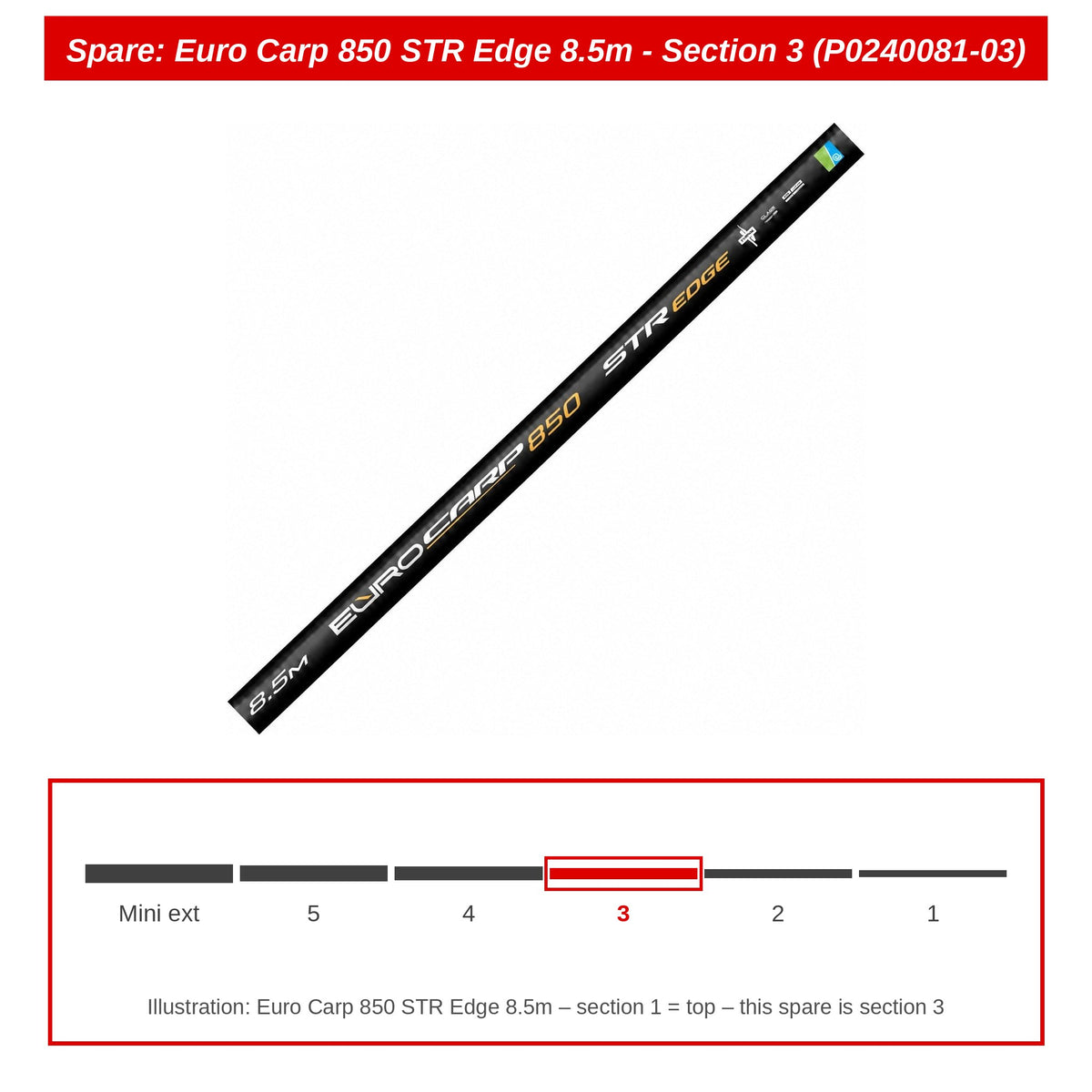 Preston Hengeldeel 3 voor Euro Carp 850 STR Edge vaste hengel – P0240081-03