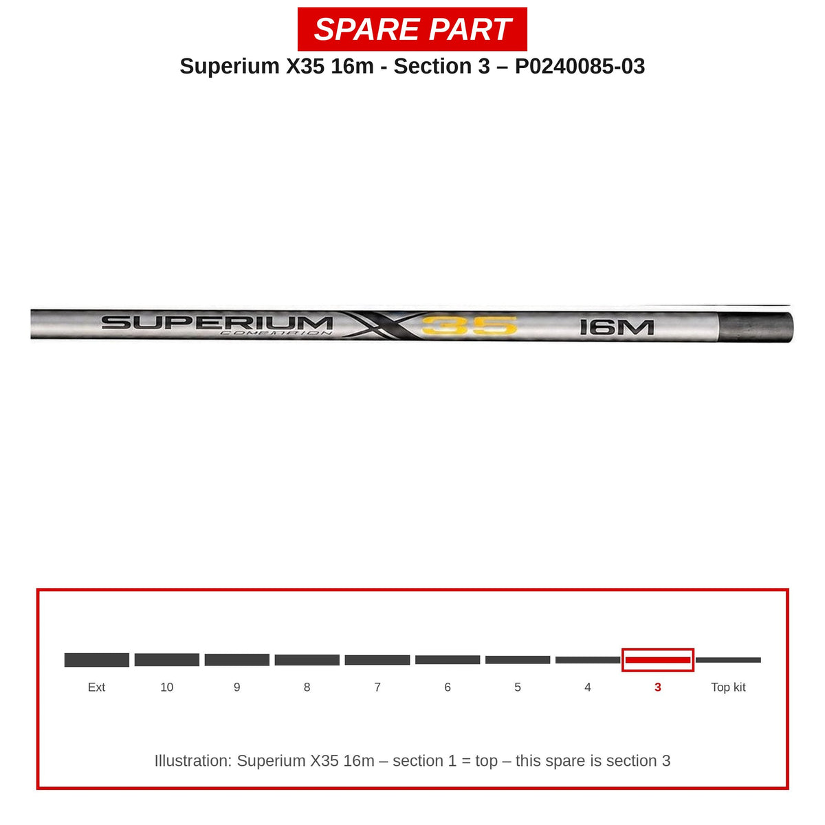 Preston Hengeldeel 3 voor Superium X35 16m vaste hengel – P0240085-03