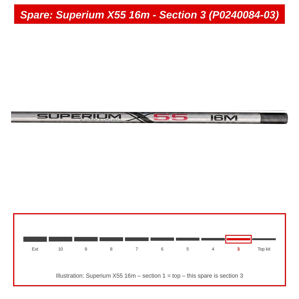 Preston Hengeldeel 3 voor Superium X55 16m vaste hengel – P0240084-03