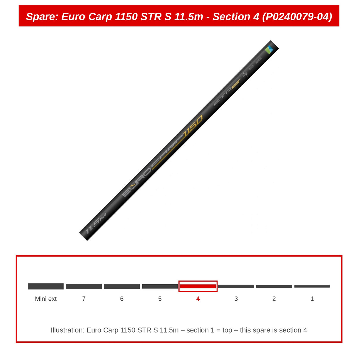 Preston Hengeldeel 4 voor Euro Carp 1150 STR S vaste hengel – P0240079-04