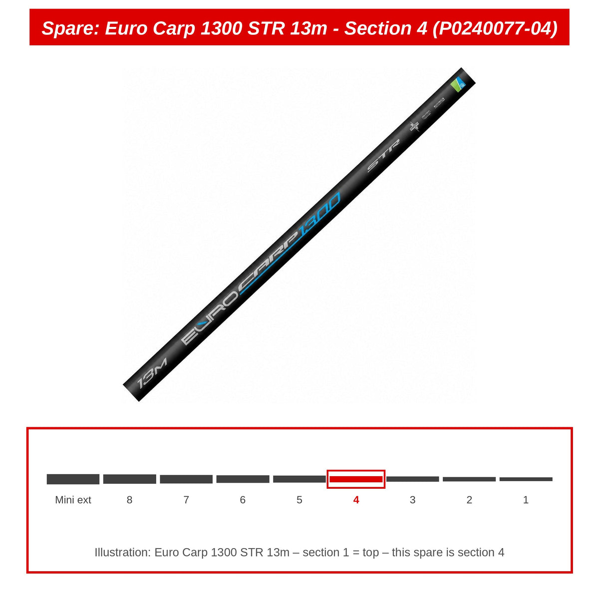 Preston Hengeldeel 4 voor Euro Carp 1300 STR vaste hengel – P0240077-04