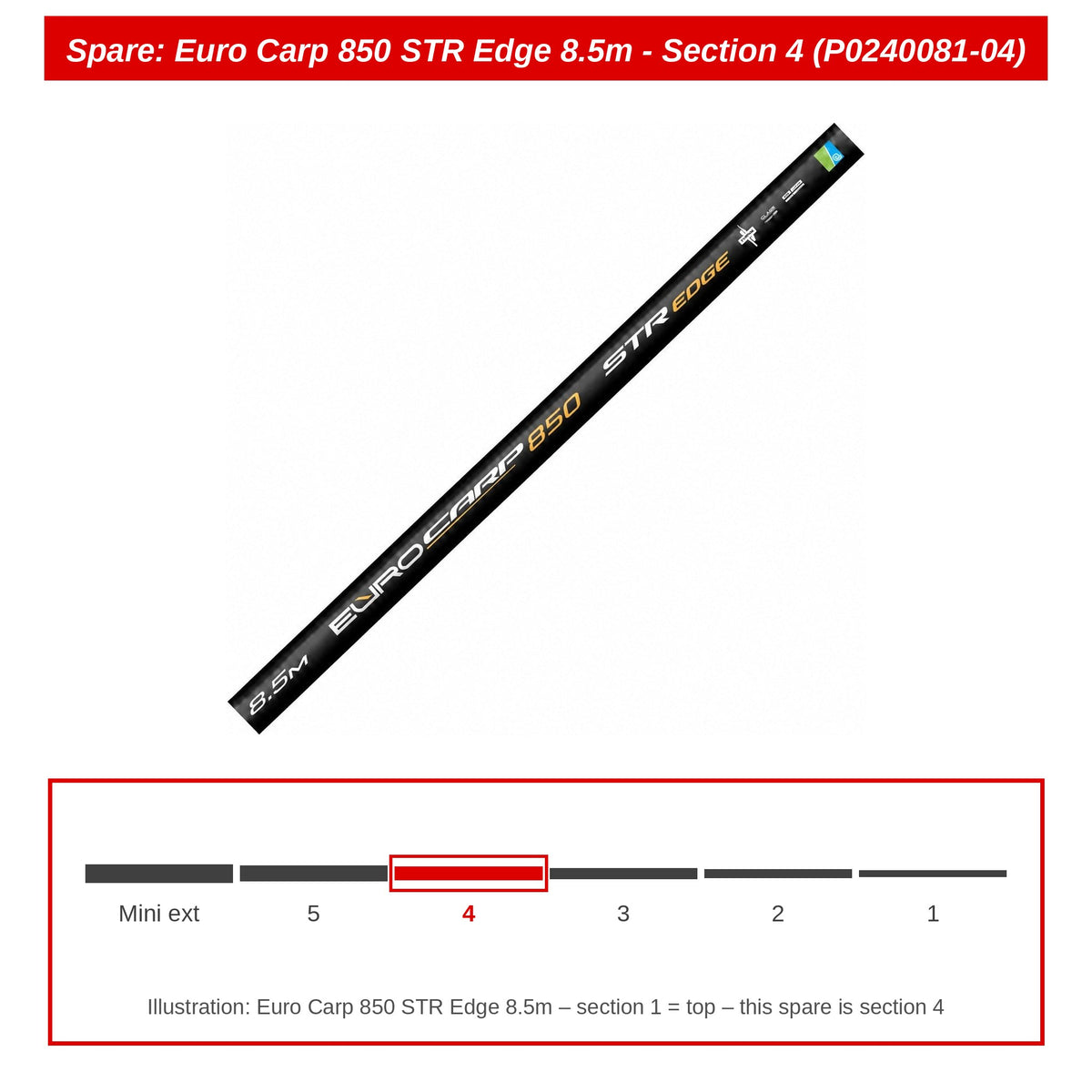 Preston Hengeldeel 4 voor Euro Carp 850 STR Edge vaste hengel – P0240081-04