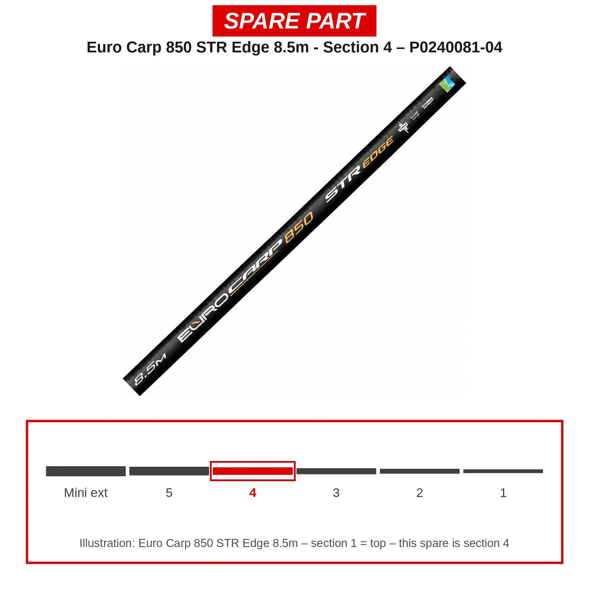 Preston Hengeldeel 4 voor Euro Carp 850 STR Edge vaste hengel – P0240081-04