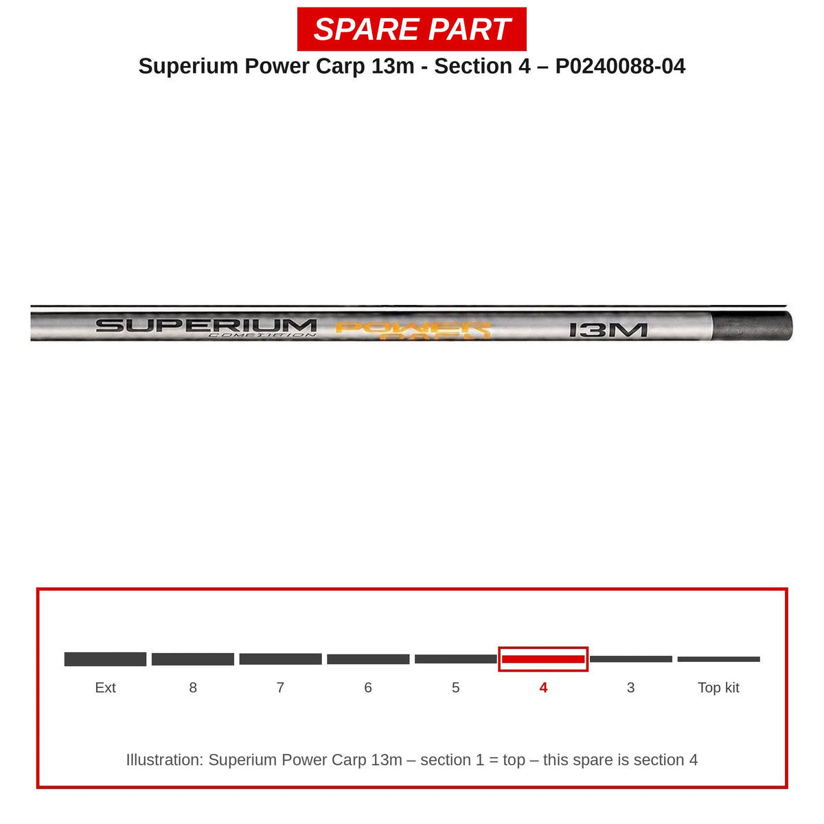 Preston Hengeldeel 4 voor Superium Power Carp 13m vaste hengel – P0240088-04