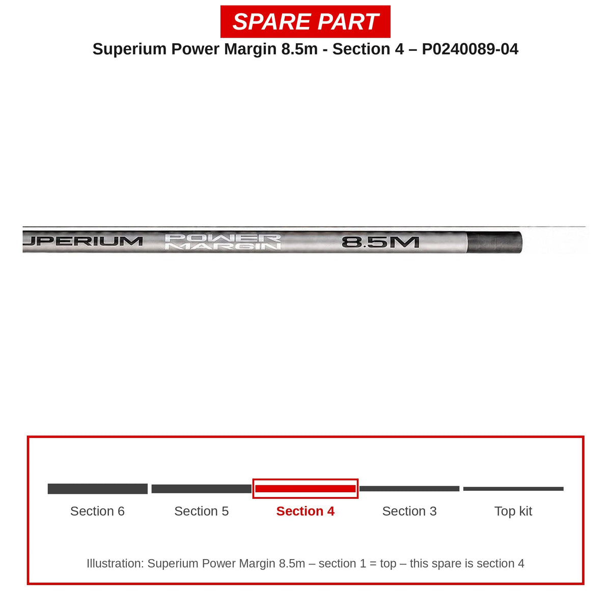 Preston Hengeldeel 4 voor Superium Power Margin 8.5m vaste hengel – P0240089-04