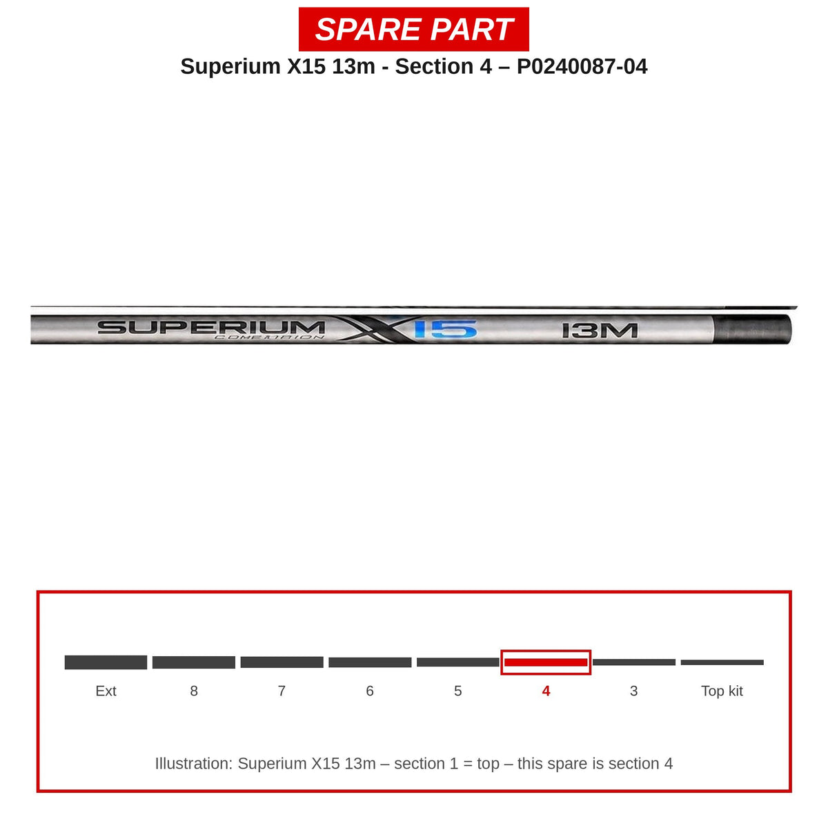 Preston Hengeldeel 4 voor Superium X15 13m vaste hengel – P0240087-04