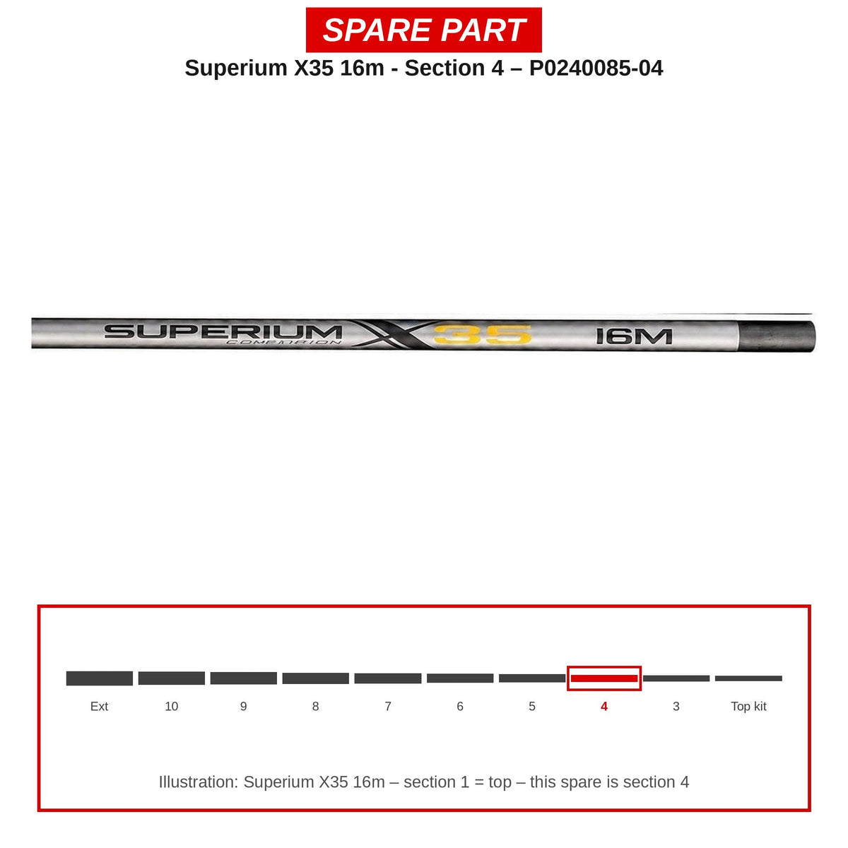 Preston Hengeldeel 4 voor Superium X35 16m vaste hengel – P0240085-04