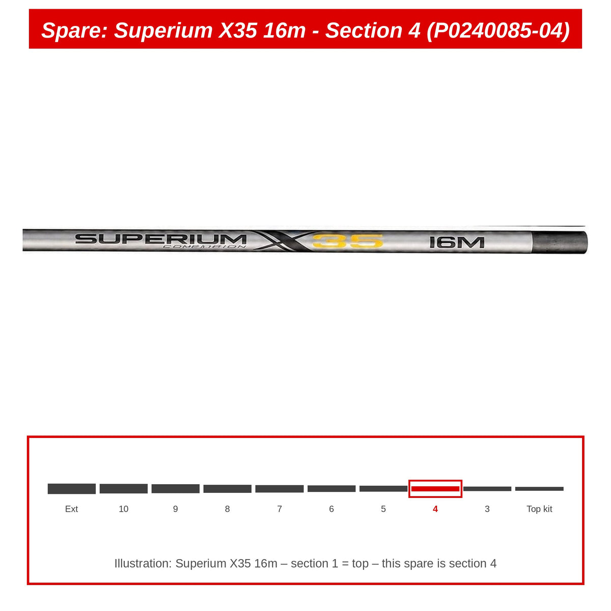 Preston Hengeldeel 4 voor Superium X35 16m vaste hengel – P0240085-04